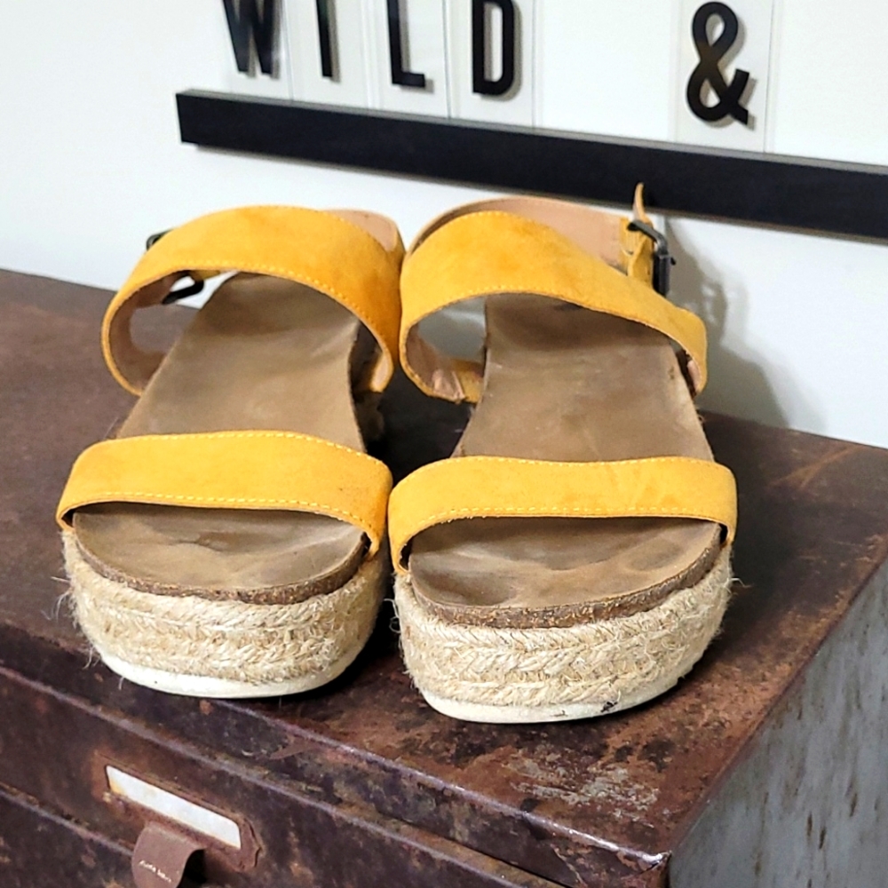 Yellow Platform Sandals Size 8